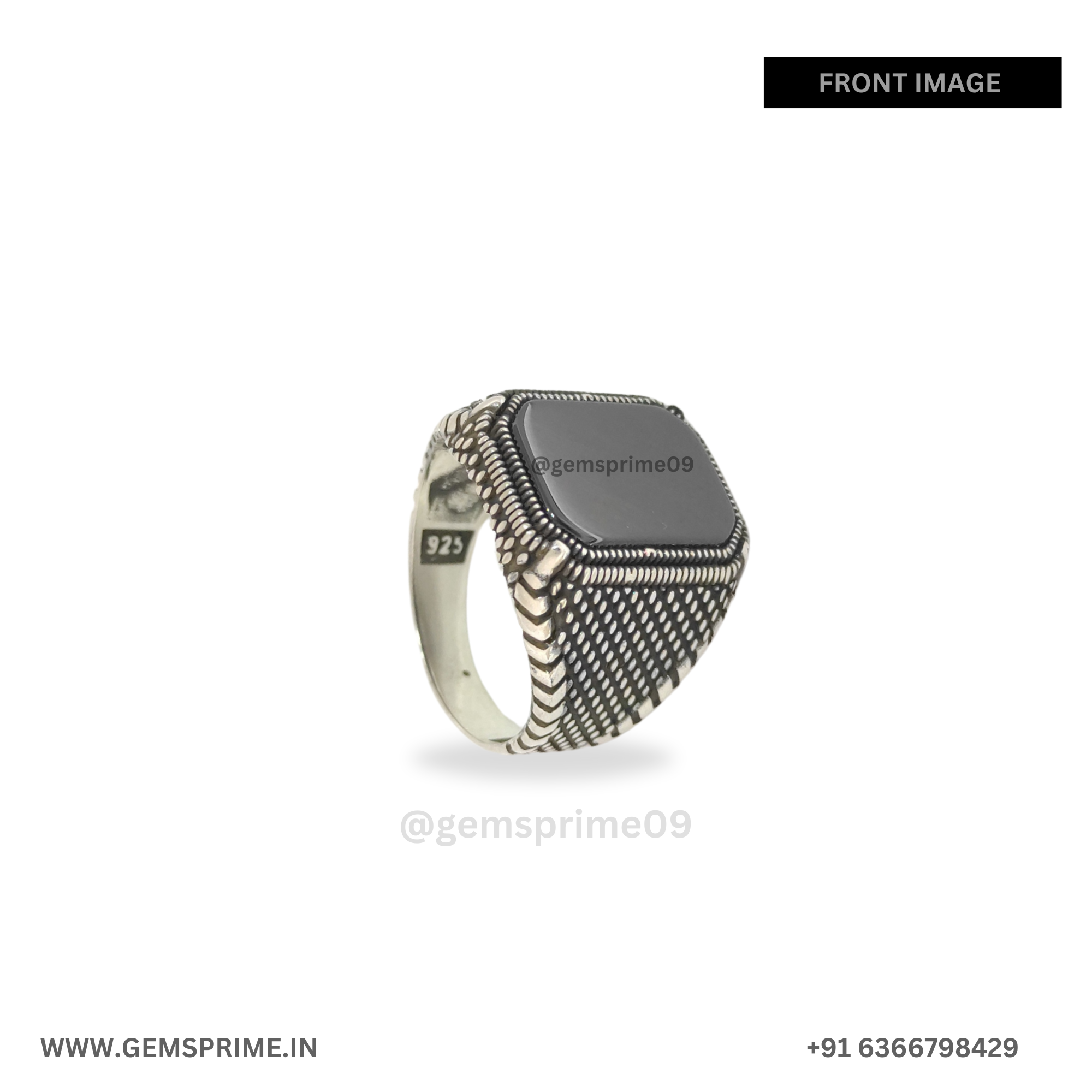 Men Turkey Black hakik 925 silver ring
