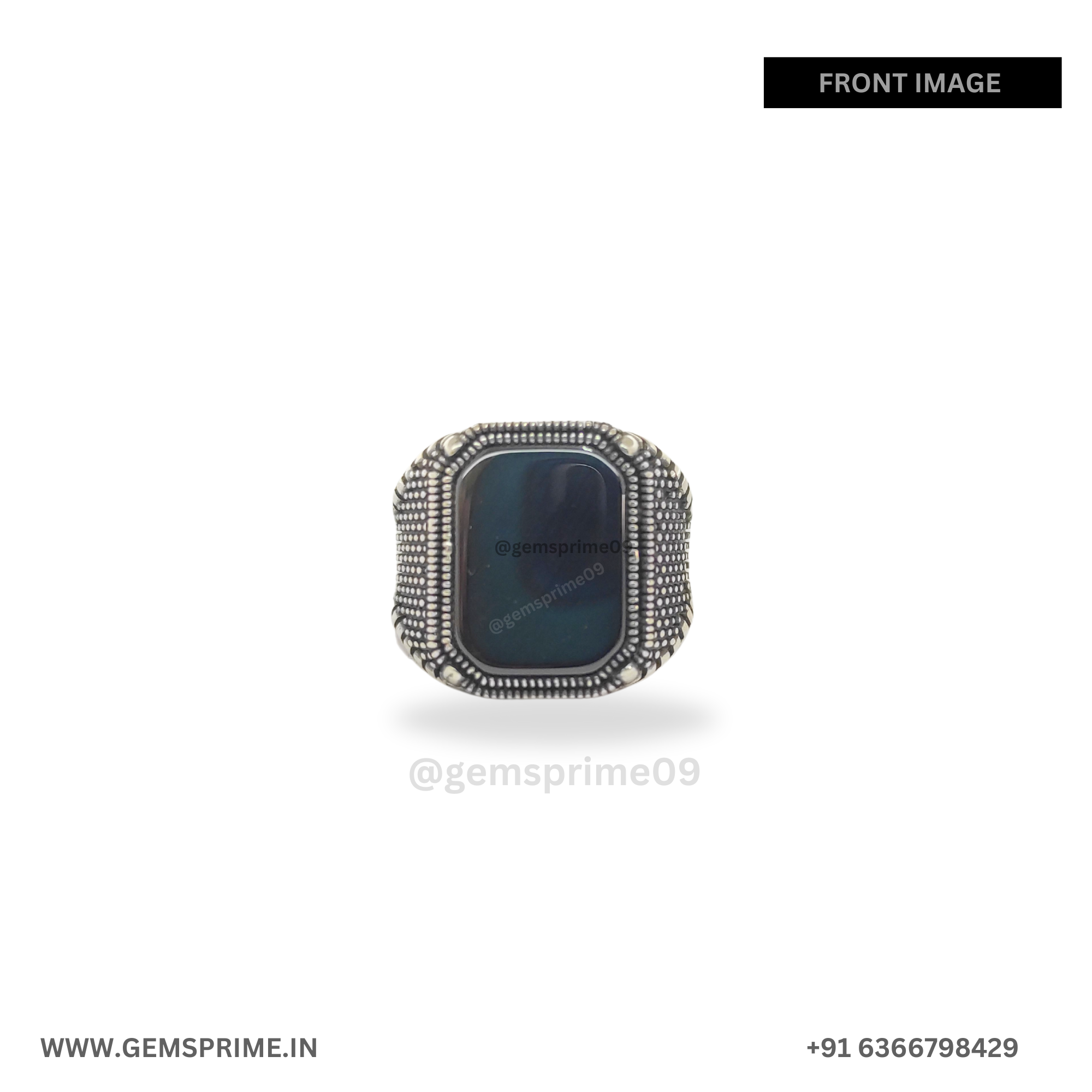 Men Turkey Black hakik 925 silver ring - Image 2