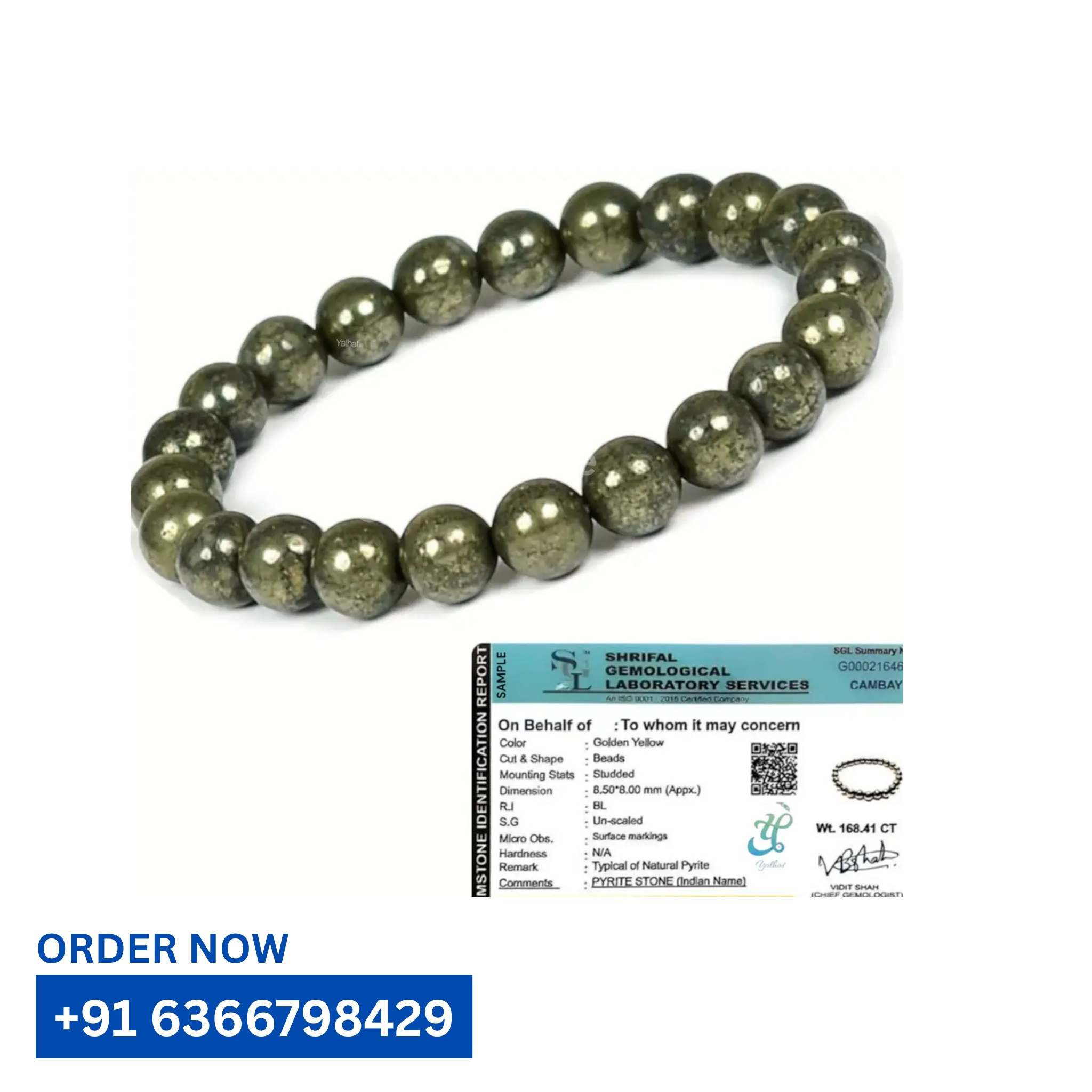 ✨ Pyrite 8mm Bracelet – Stone of Wealth & Protection - Image 2